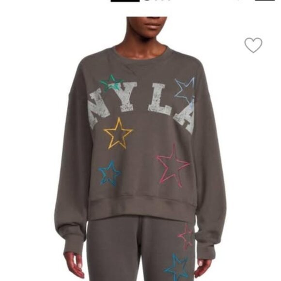 VINTAGE HAVANA women’s Graphic Star NYLA Embroidered Fleece Sweatshirt size L - Picture 1 of 4